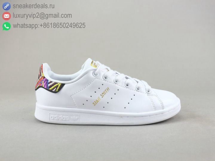 ADIDAS STAN SMITH WHITE MULTICOLOR UNISEX LEATHER SKATE SHOES
